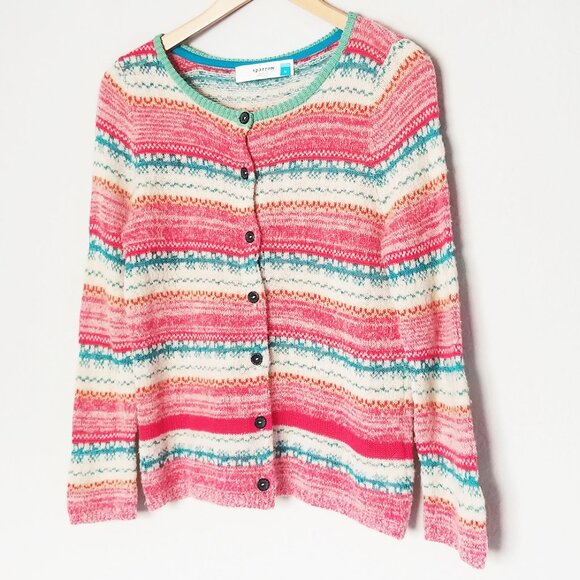 Sparrow Anthropologie Marna Fair Isle Striped Merino Wool Blend Cardigan M $188 - Picture 3 of 16